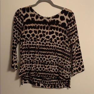 Pink and navy silk blouse